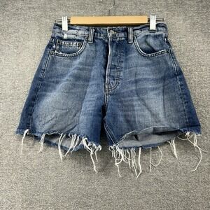 Reformation Lola High Rise Jean Shorts Women Size 26 Blue Denim Distressed